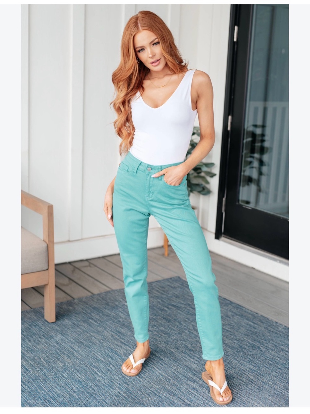 Judy Blue Seafoam Straight Leg Jeans